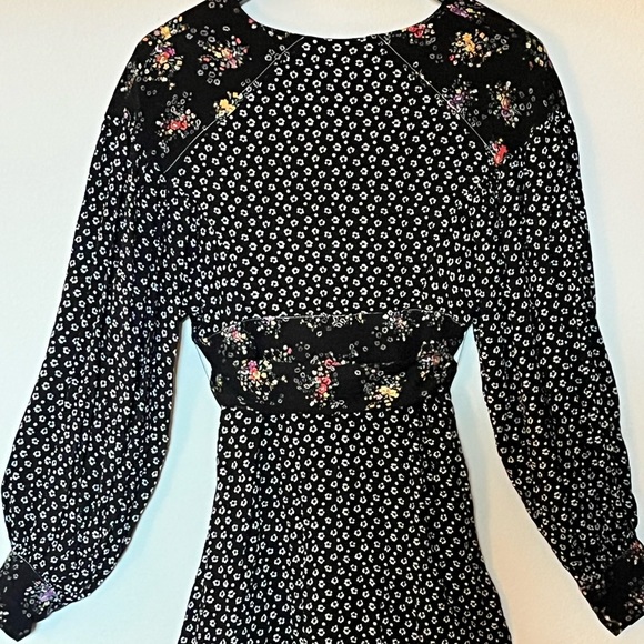 Free People Long Sleeve Floral Mini Dress - Picture 4 of 6